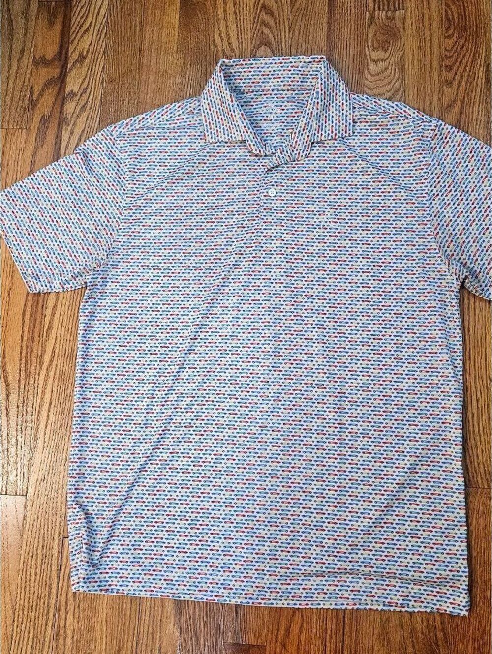 Rhoback Men's Medium Polo Shirt with Colorful Car Print
